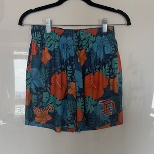 Inaka Power Floral Athletic Shorts - Blue and Orange